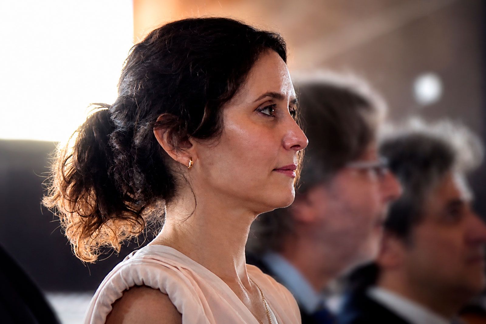 la presidenta de la Comunidad de Madrid, Isabel Díaz Ayuso, hoy, en la primera jornada de su viaje institucional a México, donde ha asistido a una misa en la Basílica Santa María de Guadalupe de Ciudad de México.