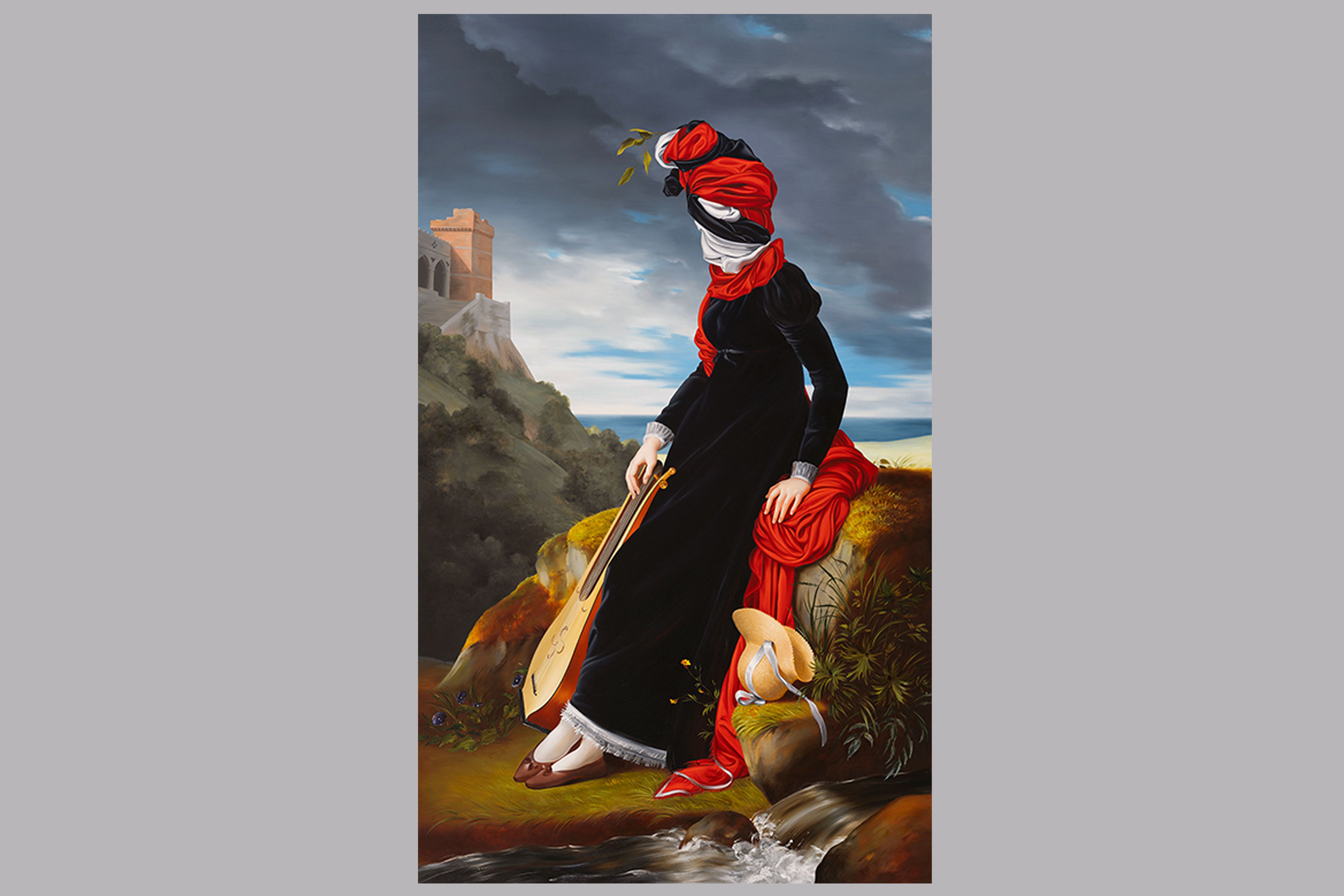 Ewa Juszkiewicz In a Shady Valley, Near a Running Water (after François Gérard), 2023 Óleo sobre lienzo, 270 × 160 cm FAMM (Femmes Artistes Musée Mougins), The Levett Collection