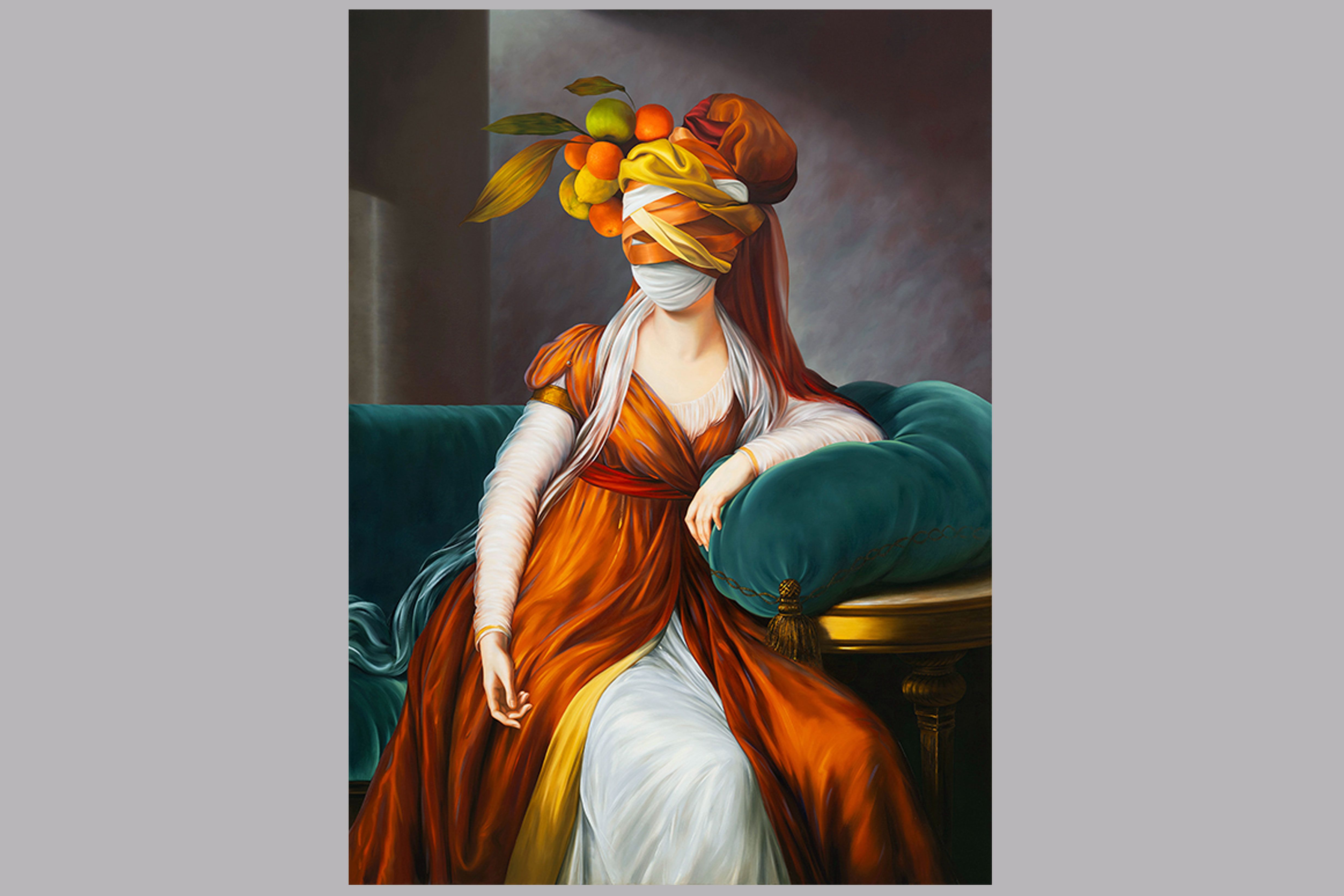 Ewa Juszkiewicz Portrait in Venetian Red (after Élisabeth Vigée Le Brun), 2024 Óleo sobre lienzo, 190 × 140 cm Colección privada