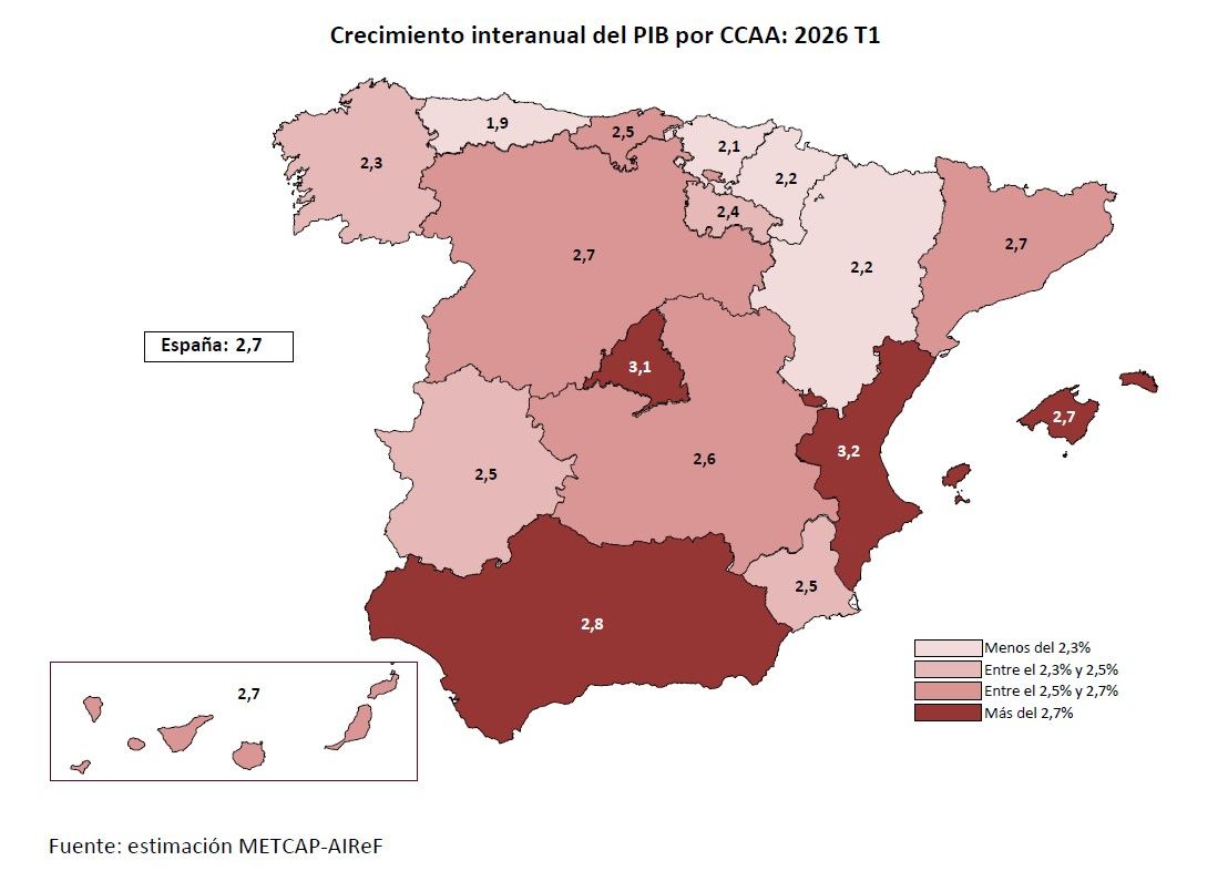 Mapa interanual. METCAP primer trimestre 2026 Mapa interanual. METCAP primer trimestre 2026