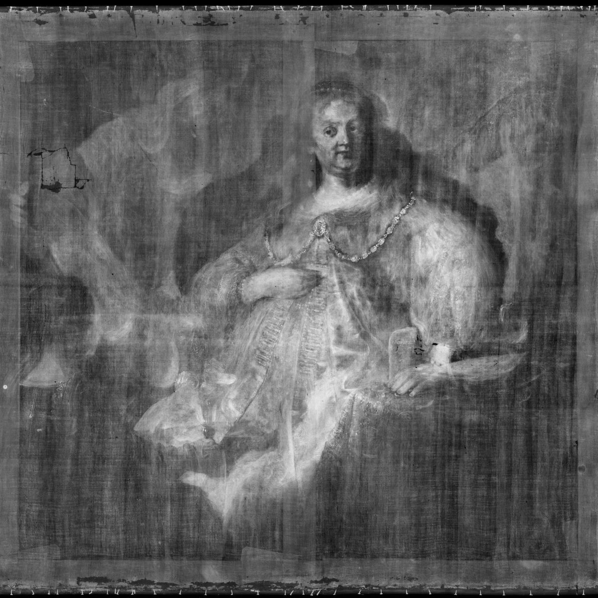Radigrafía de Judit en el banquete de Holofernes, Rembrandt 1634. Óleo sobre lienzo, 143 x 154,7 cm, Museo del Prado