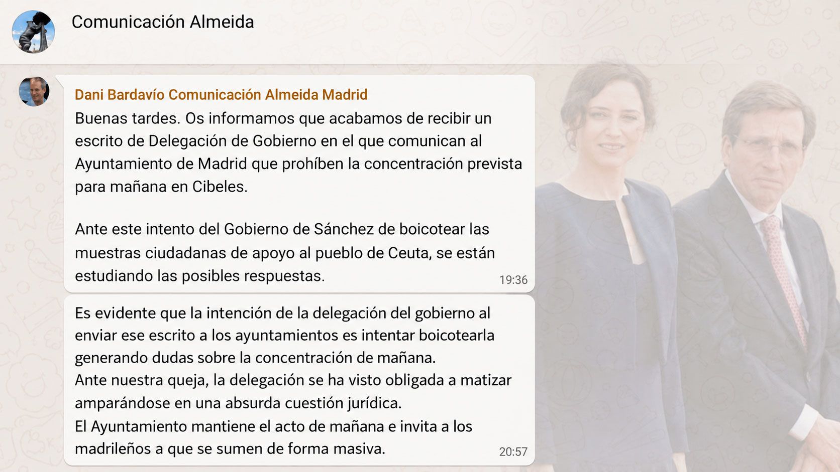 Almeida y Ayuso lanzando bulos