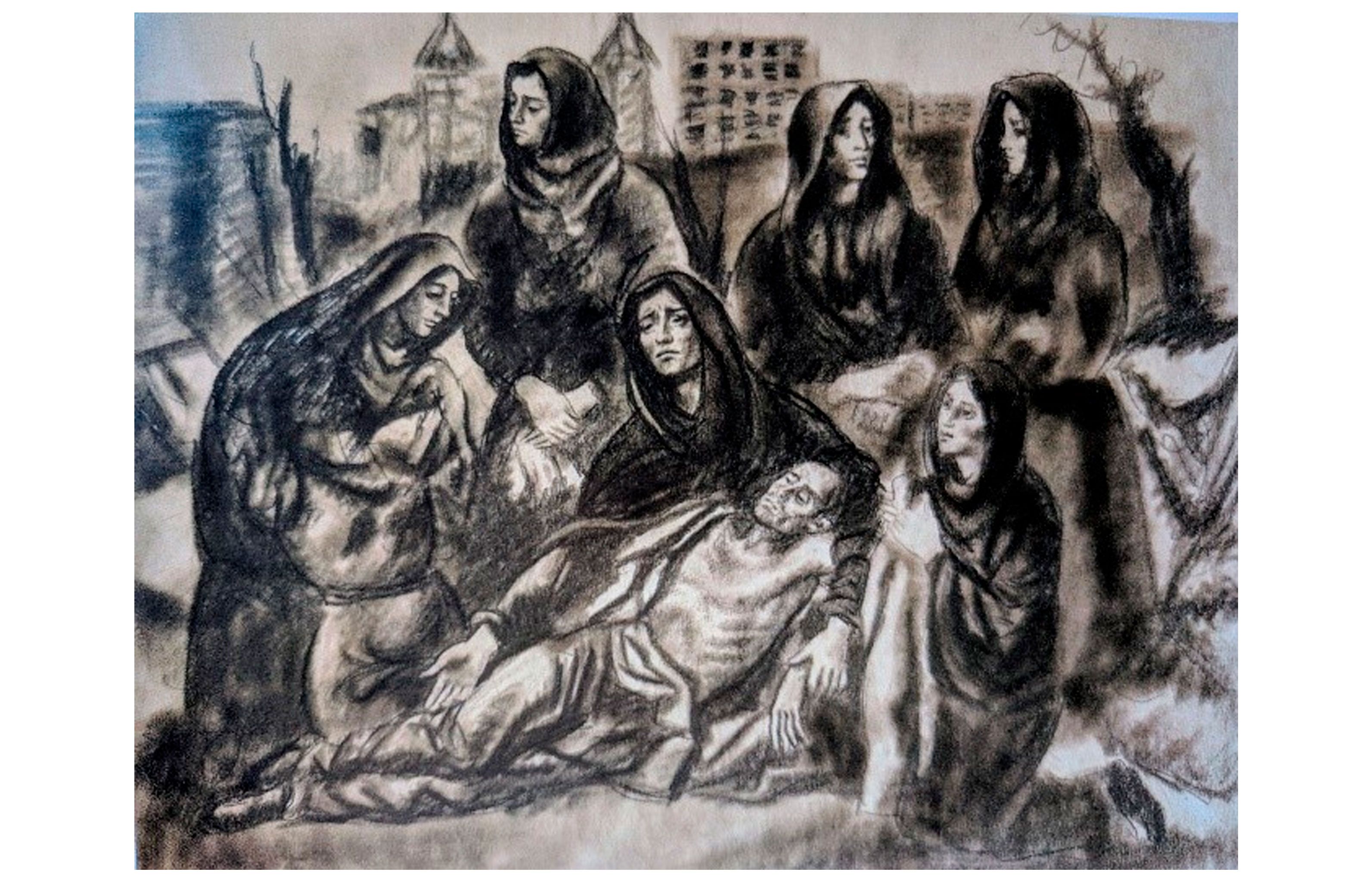 Los dolientes, carboncillo sobre papel 1936 1939 Molina García de Arias