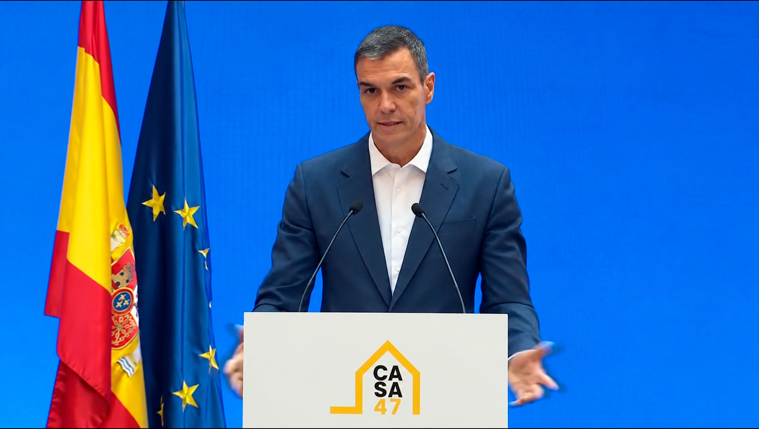El presidente del Gobierno, Pedro Sánchez, clausura el acto ‘Más vivienda pública, más vivienda asequible’