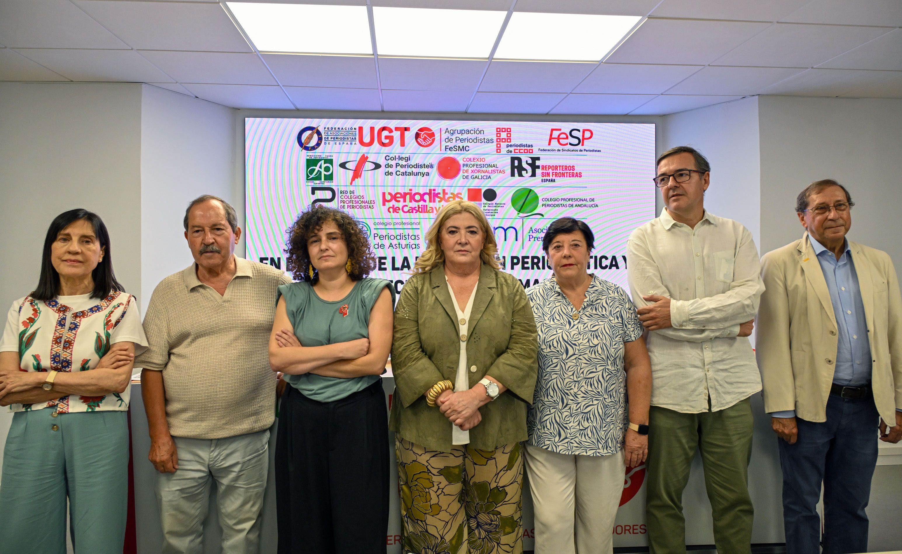 Presentación del  manifiesto conjunto En defensa de la profesión periodística y del derecho a la información, foto Agustín Millán