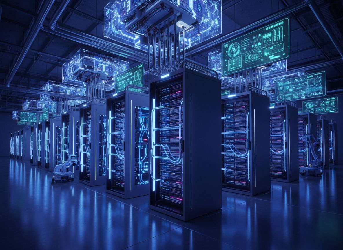 Centro de datos con servidores utilizados para inteligencia artificial