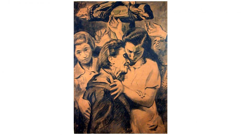 Círculo de Bellas Artes Madrid, Composión o La despedida. Técnica mixta sobre cartón Círculo de Bellas Artes Madrid, Composión o La despedida. Técnica mixta sobre cartón