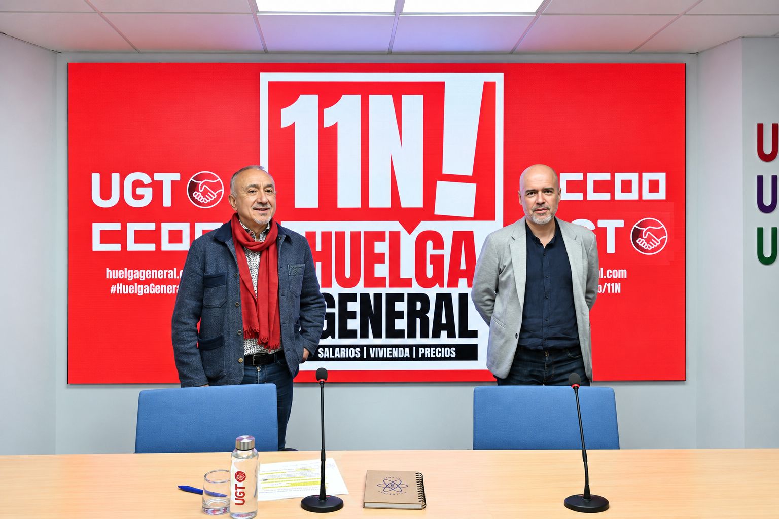 Rueda de prensa UGT  y CCOO, Pepe Álvarez y Unai Sordo, Huelga General 11N, foto Agustín Millán