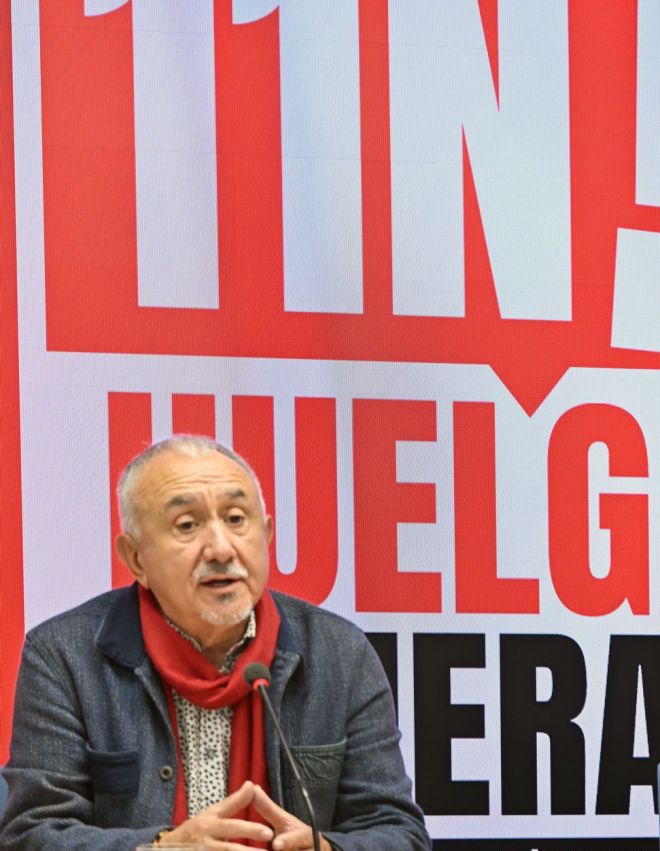 Rueda de prensa UGT  y CCOO, Pepe Álvarez y Unai Sordo, Huelga General 11N, foto Agustín Millán