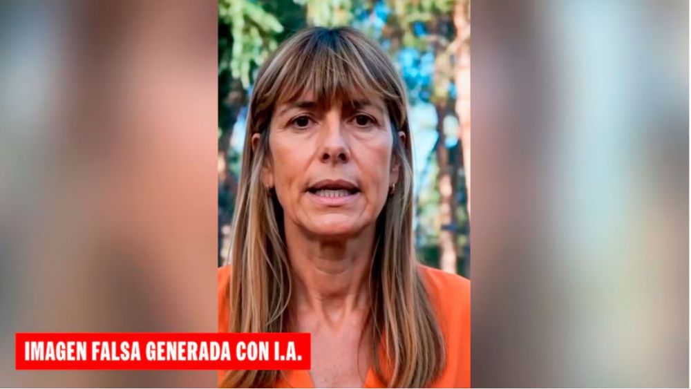 Imagén falsa generada por IA de Begoña Gómez y publicada por el PP