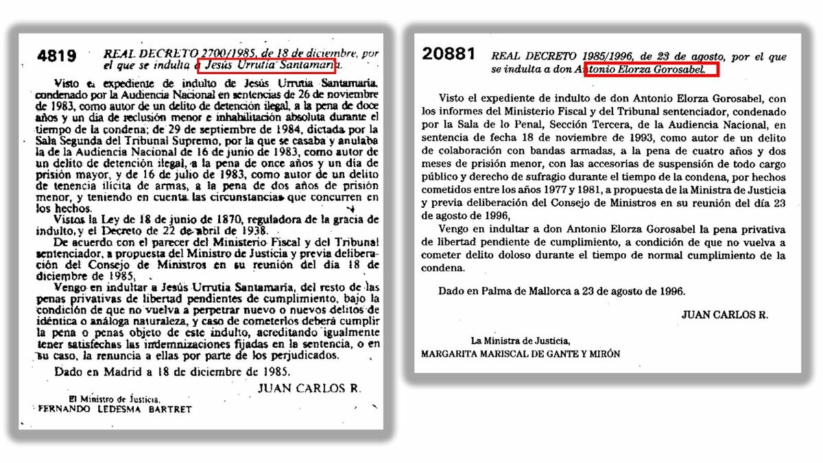 Prueba de los indultso a etarras