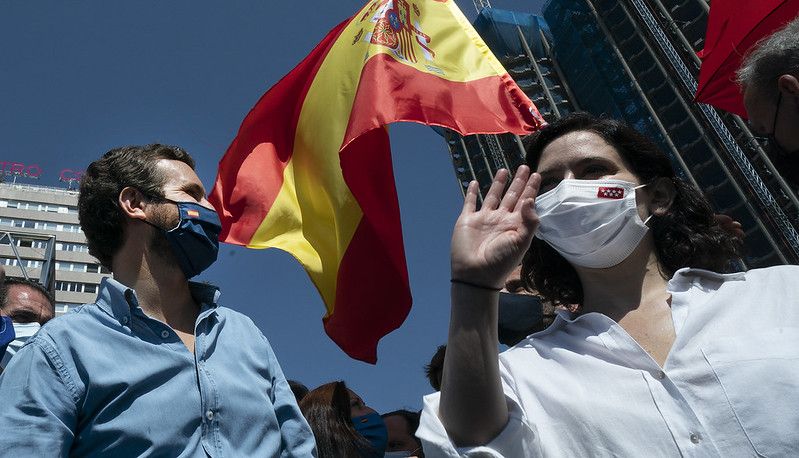 Díaz Ayuso y Casado en la manifestación de Colón.