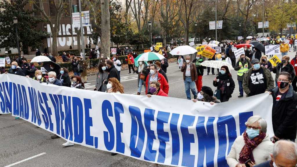 Una manifestación convocada por los sindicatos en defensa de la Sanidad Pública.