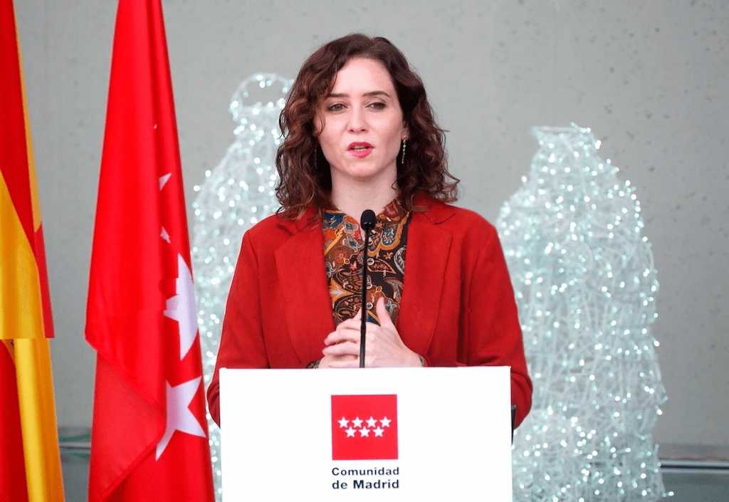 Isabel Díaz Ayuso, en el acto de ayer en la Comunidad de Madrid.