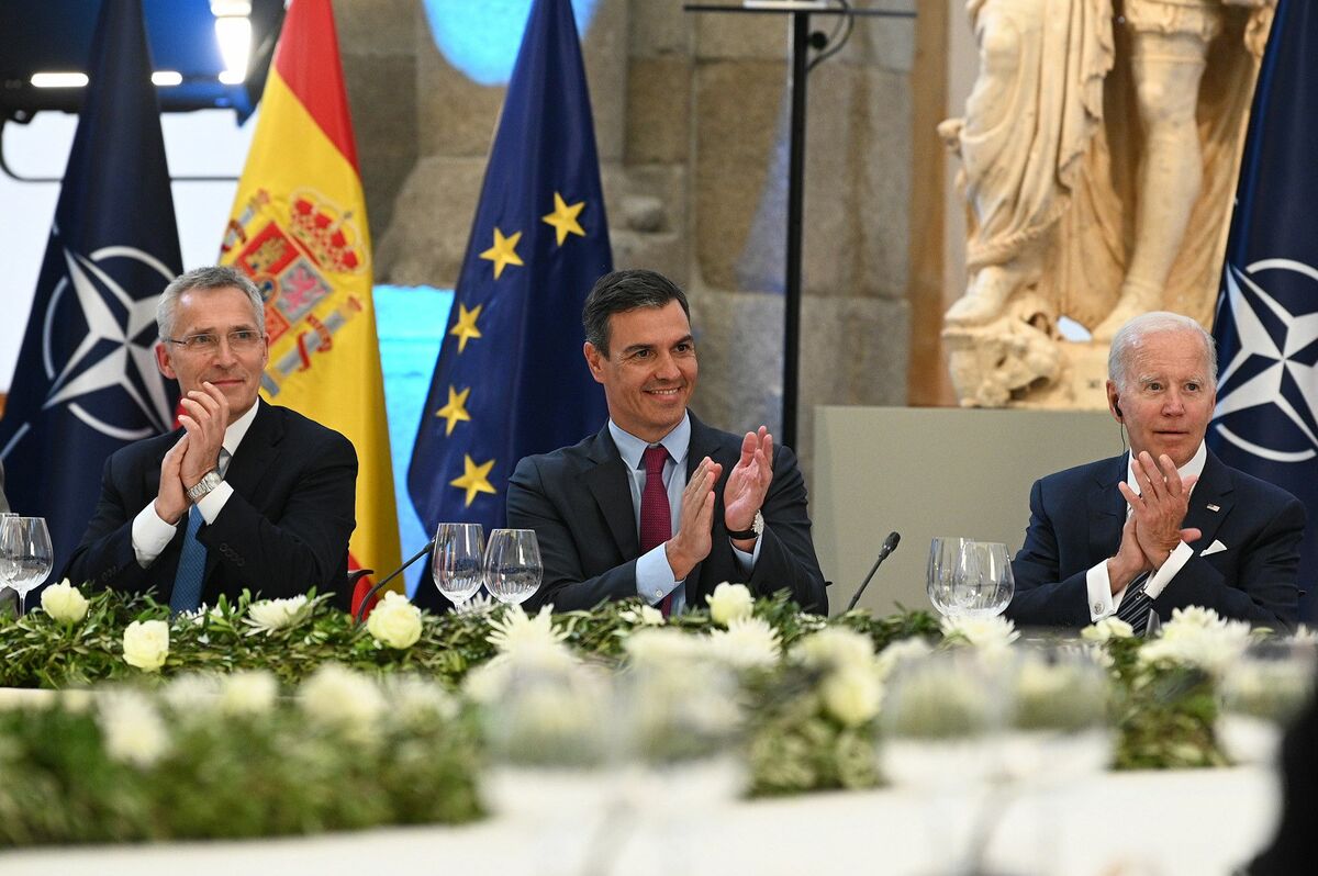 Pedro Sánchez durante una cumbre de la OTAN