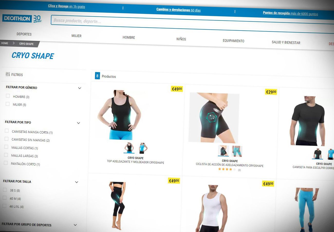 FACUA denuncia a Decathlon por atribuir propiedades adelgazantes a una de sus líneas de ropa