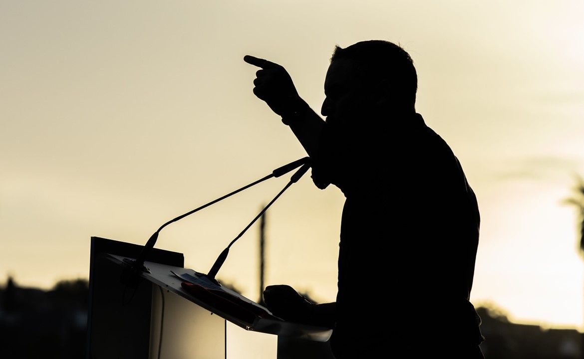 Santiago Abascal durante un mitin