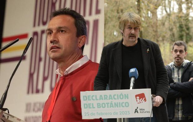 Ovidio Zapico, coordinador general de IU Asturias y Xabel Vegas, de Más Asturies