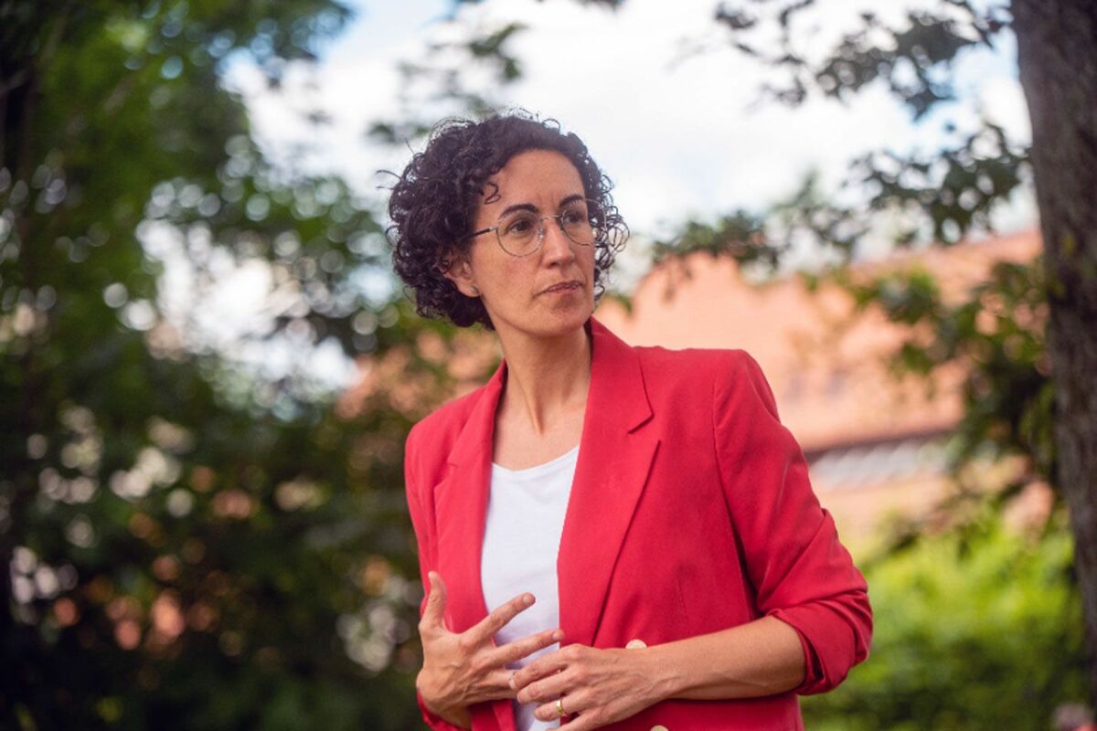 La secretaria general de Esquerra Republicana, Marta Rovira, en una conexión telemática
