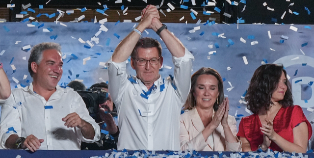 Ayuso-Feijóo-Bendodo-noche electoral