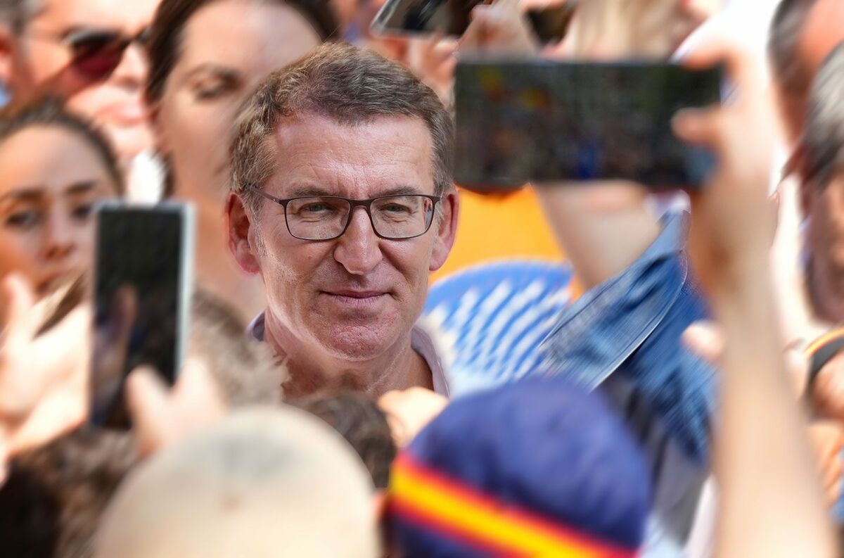 Alberto Núñez Feijóo en la manifestación de Barcelona.