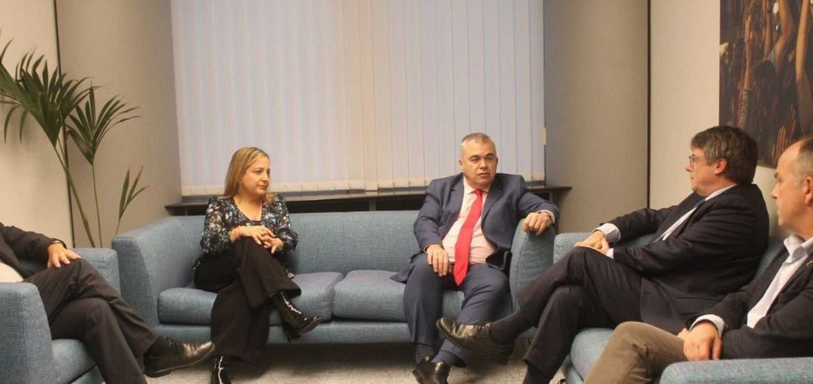 Santos Cerdán en una reunión de Carles Puigdemont.