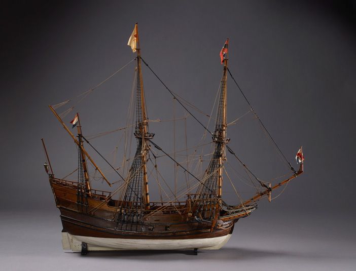 Maqueta del barco De Halve Maan (siglo XIX), fabricante desconocido. Colección del Museo de Ámsterdam