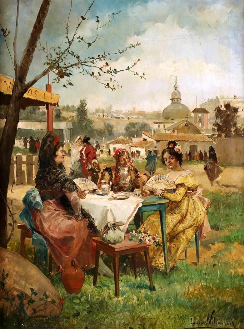 Un día de fiesta en la pradera de San Isidro con la ermita al fondo. Eugenio Lucas Villaamil